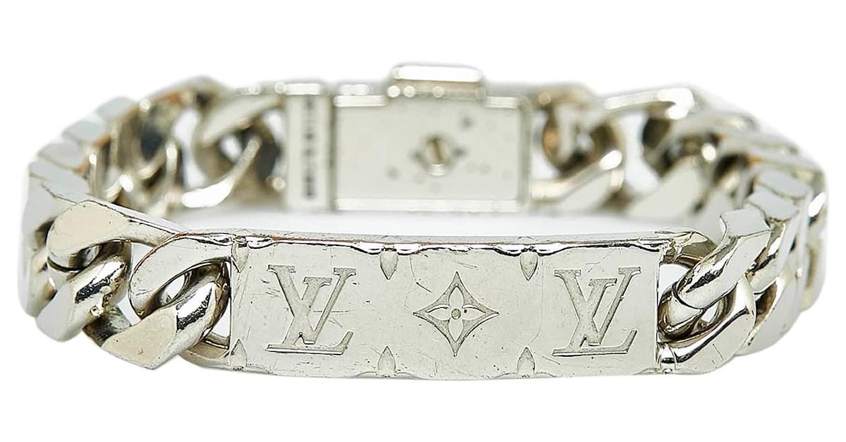 Pulsera de cadena Louis Vuitton para hombre M00270 monograma metal plata  TGIS