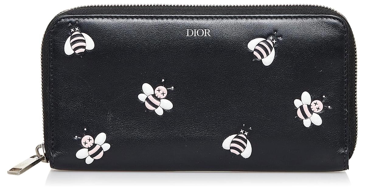 Black Dior Dior x Kaws Bees Zip Around Wallet
