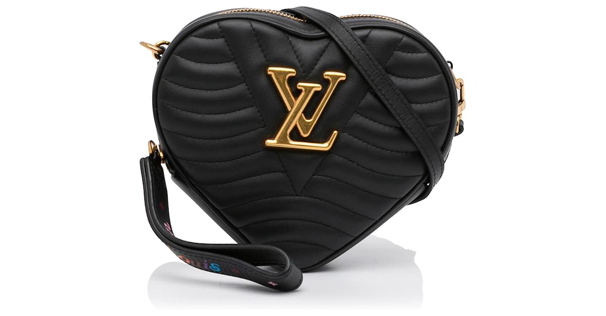 Louis Vuitton Black New Wave Love Lock Heart Crossbody Leather