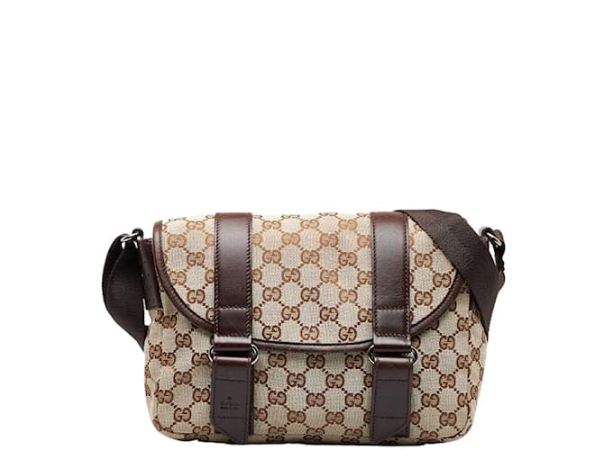 GUCCI ショルダーバッグ GGキャンバス クロスボディ　145858 Gucci GG Canvas Crossbody Bag 145858 Beige Cloth ref.979217 - Joli