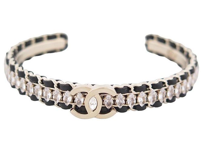 Bracelet Miroir Facetté Avec Chaînes Serpent épaisses Et Strass - Métal Argenté - Occasion