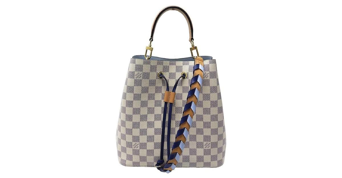 Néonoé NEW LOUIS VUITTON NEONOE MM M HANDBAG50042 AZUR CHECKED CANVAS HAND  BAG White Cloth ref.981472 - Joli Closet