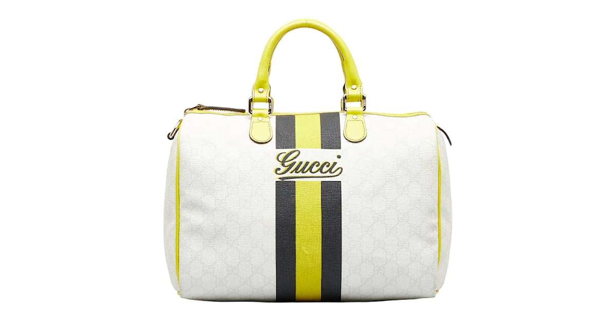 Gucci GG Supreme Joy Vintage Web Boston Bag 189895 White Cloth ref.981781 -  Joli Closet