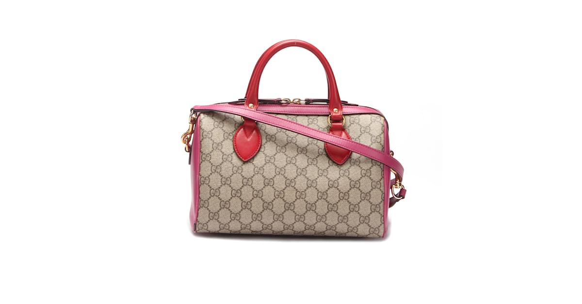 Gucci Pink/Beige GG Blooms Supreme Canvas Boston Bag Gucci