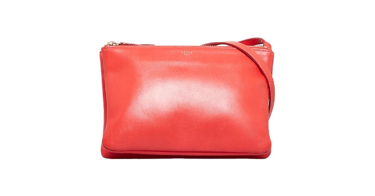 C line Celine Trio Leather Crossbody Bag Red Pony style calfskin ref.982696