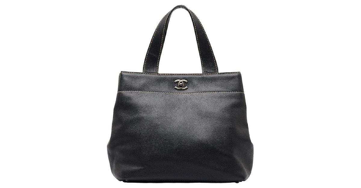 Chanel CC Caviar Tote Bag Black Pony-style calfskin ref.982814