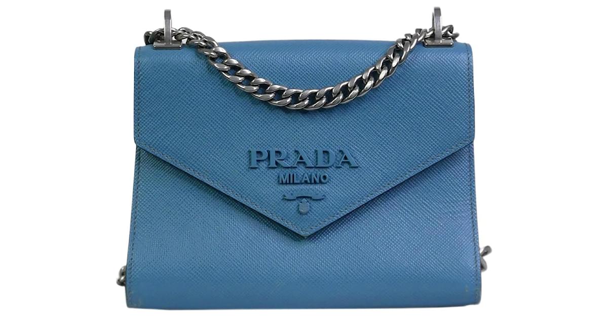PRADA 1BD127 Logo/Crossbody monochrome Bag Chain Shoulder Bag leather pink