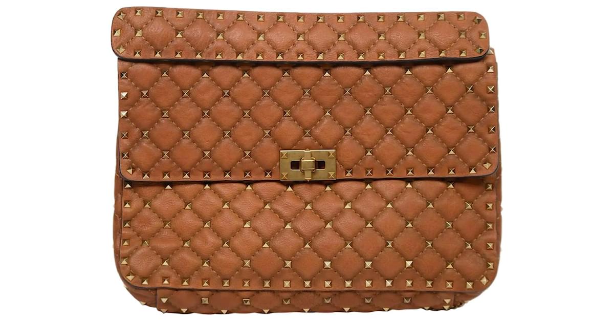 Valentino Garavani Large V-ring Leather Shoulder Bag In Brown