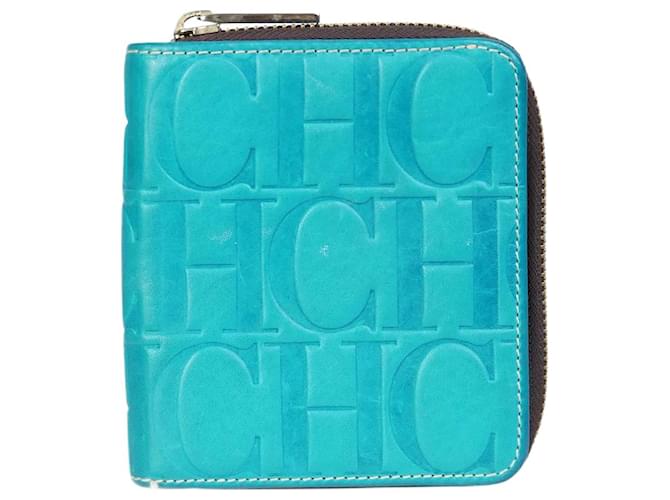 Carolina Herrera Blue branded monogram wallet Leather