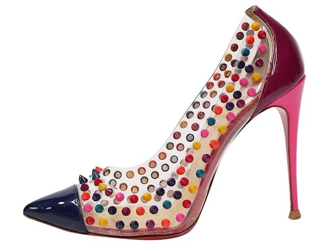 Christian Louboutin Tacones con tachuelas multicolor y punta en