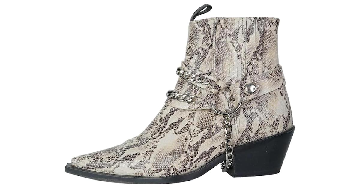 Anine Bing Neutral snake print leather ankle boots size EU 37