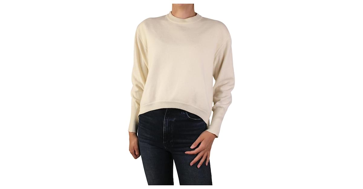 C dric Charlier Cream asymmetric wool cashmere blend jumper