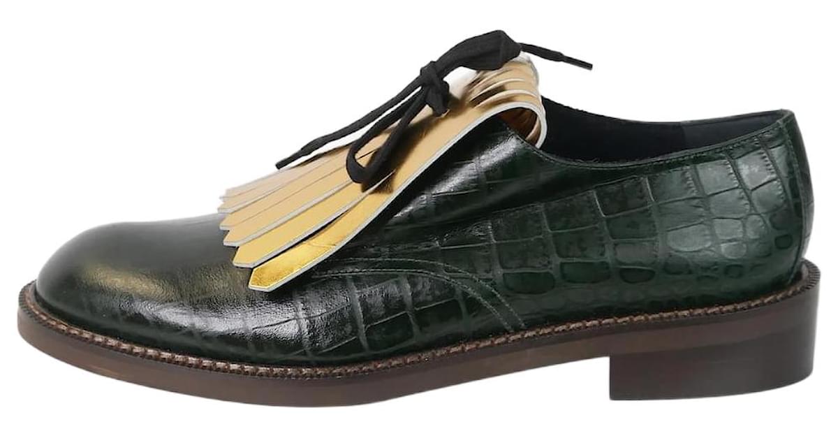 Marni Green leather fringed shoes - size EU 40 ref.986215 - Joli Closet