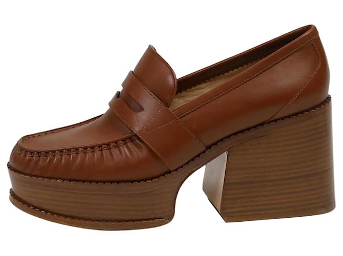 Gabriela Hearst Brown Augusta leather platform loafers size EU