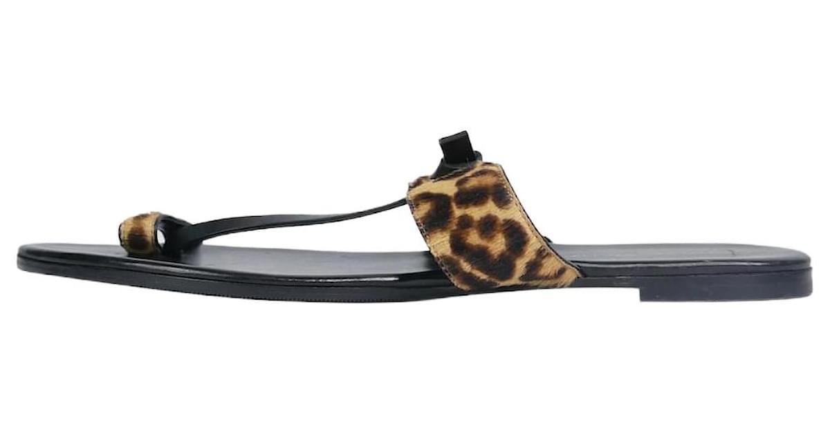 Leopard Print Black Glitter Strap Sandal – Top Knot Fashion