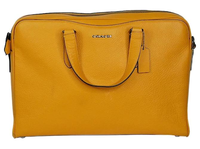 Coach Yellow leather laptop bag with top handles Joli