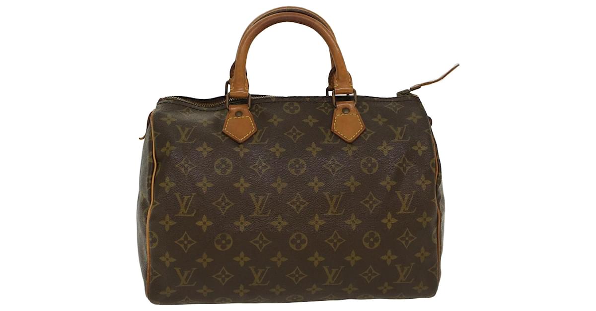 Louis Vuitton Womens Speedy 30 Monogram Canvas Tote Handbag Brown M41526