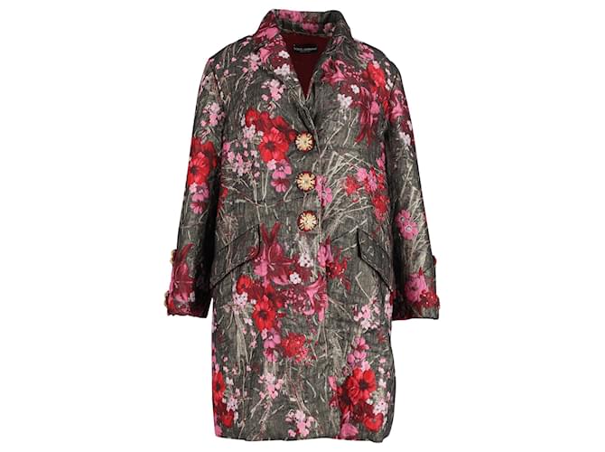 Brocade Dolce And Gabbana Floral Coat Dolce Gabbana Multicolored
