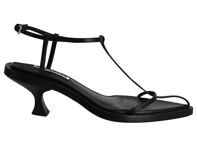 【JIL SANDER】Tストラップパンプス Jil Sander T-Strap Sandals in Black Leather (Sold) - Joli Closet