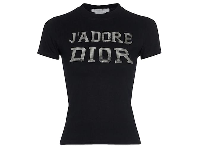 dior tシャツ Dior t-shirt I love Dior Black Cotton ref.990327 - Joli Closet
