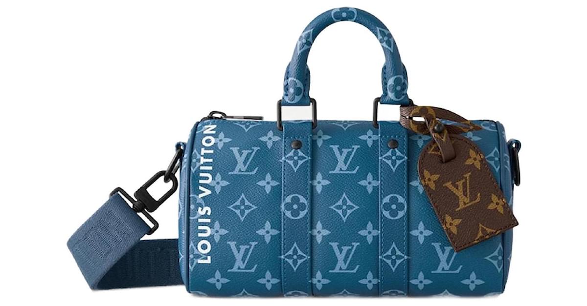 Keepall cloth 48h bag Louis Vuitton Blue in Cloth - 19828093