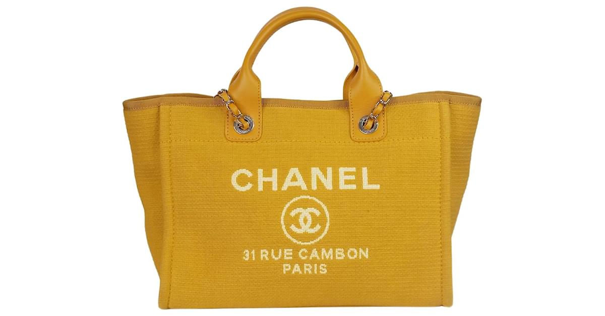 Chanel Deauville Canvas Chain Tote Bag