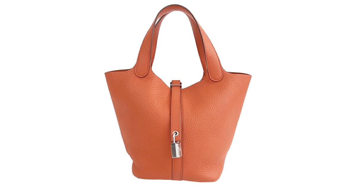 Hermès Hermes Orange Picotin Lock PM Leather Pony-style calfskin ref.994094  - Joli Closet