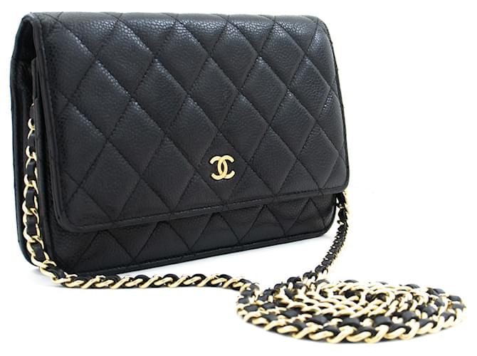 CHANEL Caviar Wallet On Chain WOC Black Shoulder Bag