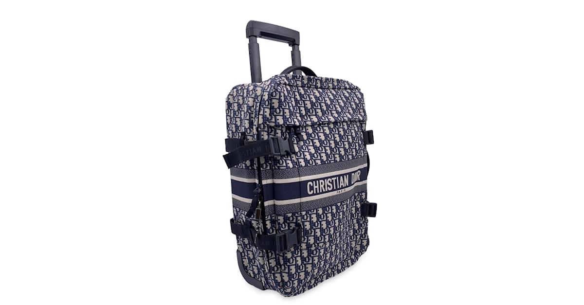 Christian Dior Small Oblique DiorTravel Suitcase - Blue Luggage