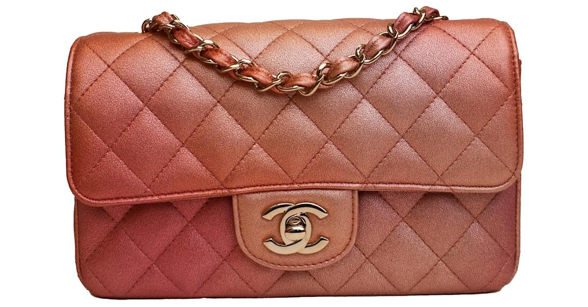 Chanel Pink Mini Classic Square Lambskin Single Flap Leather ref