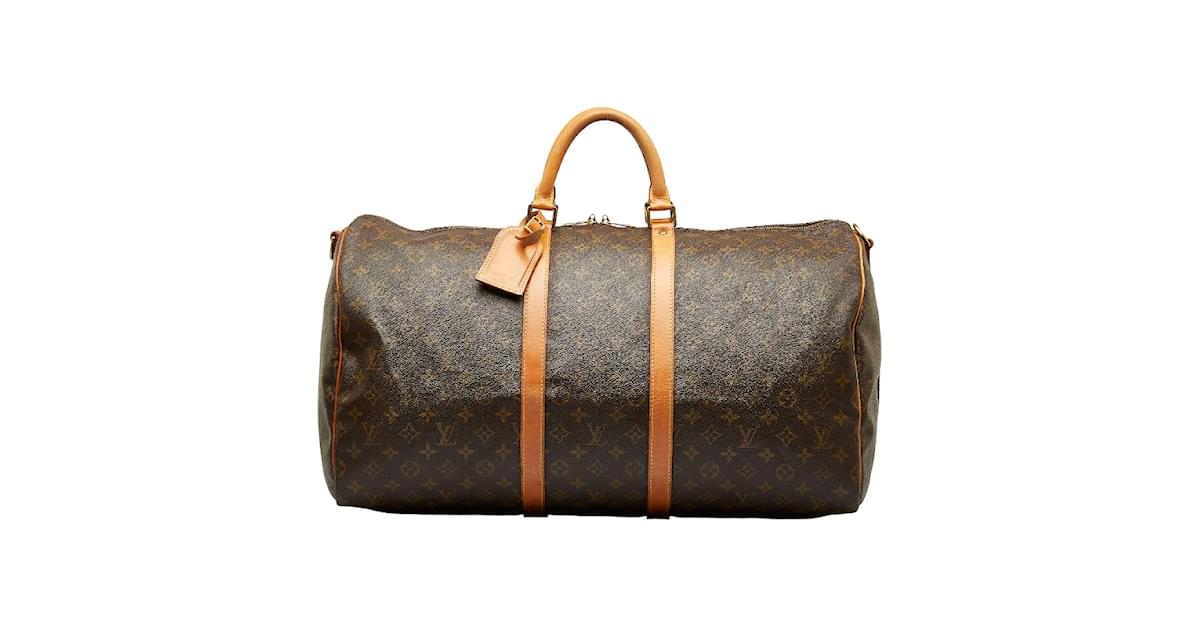 Louis Vuitton Monogram Keepall 55 Bandouliere M41414 Brown Cloth ref.999252  - Joli Closet