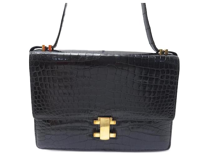 Herm?�s VINTAGE SAC A MAIN HERMES CUIR DE CROCODILE 1962 PORTE EPAULE CROCO BAG PURSE Cuirs 