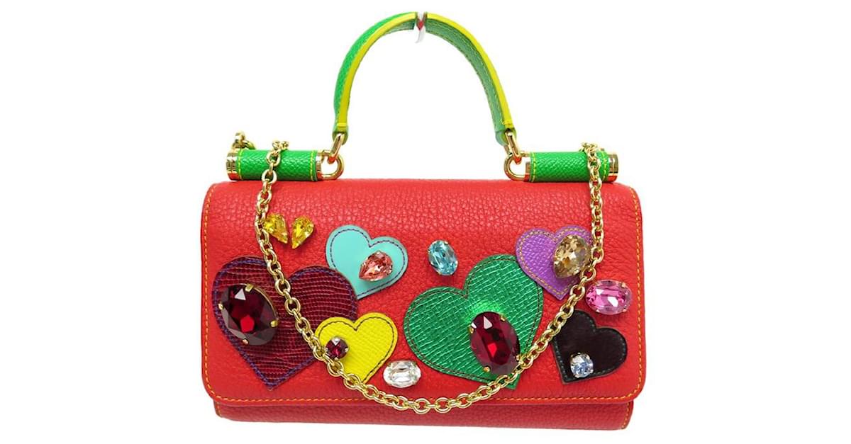 Dolce and Gabbana Red/Red Leather Miss Sicily Von Smartphone Bag Dolce &  Gabbana