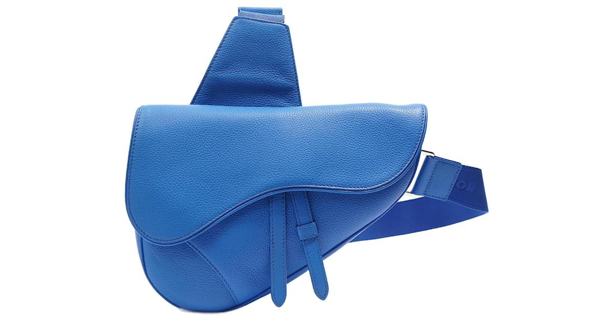 Christian Dior Saddle Bag Blue Leather ref.1008106 - Joli Closet