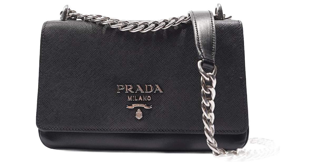 Prada Saffiano Lux Leather Chain Bandoliera Crossbody Bag