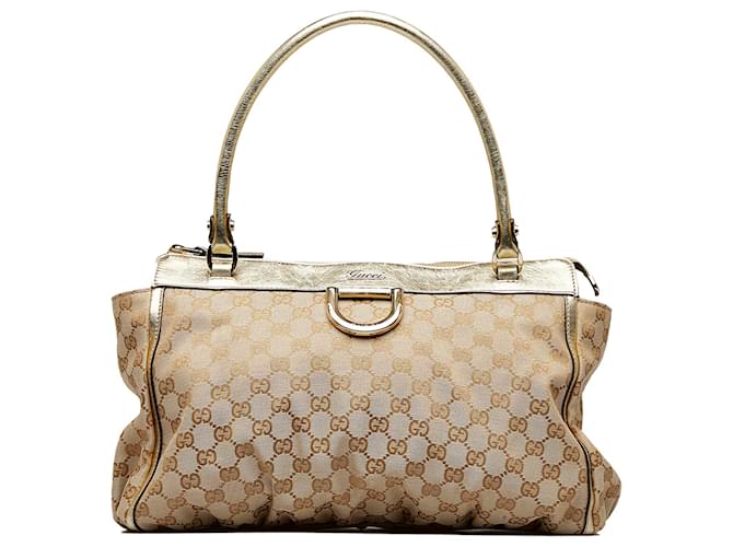 GUCCI 25S TOTE BAG 44 CM IN DARK BROWN MIX BEIGE LAMBSKIN WITH GOLD HARDWARE