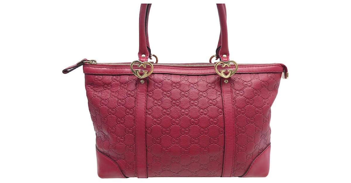 Handbags Gucci Gucci Cabas Handbag Leather Embossed Monogram Guccissima 211137 Hand Bag