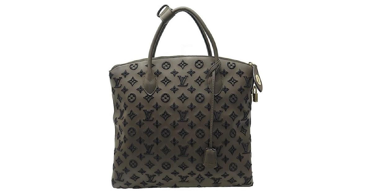 Louis Vuitton Lockit Cuir Obsession Leather Satchel Bag Grey