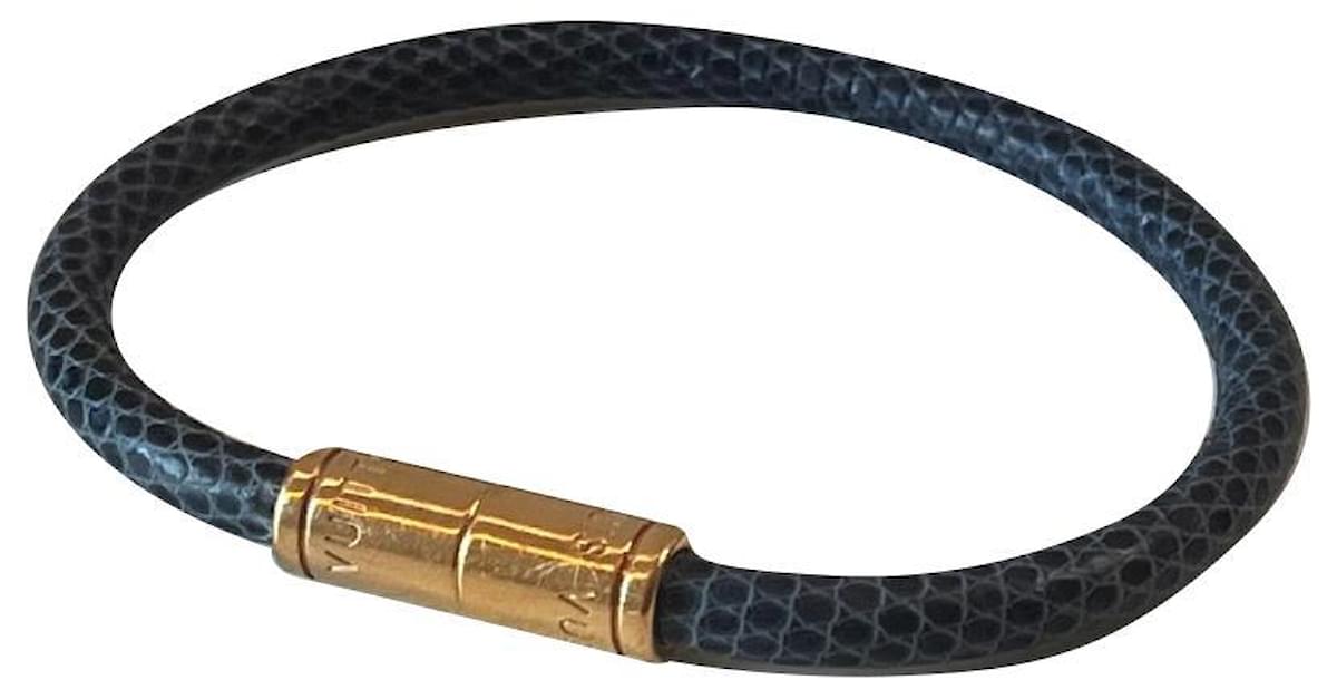 Leather bracelet Louis Vuitton Blue in Leather - 19585461