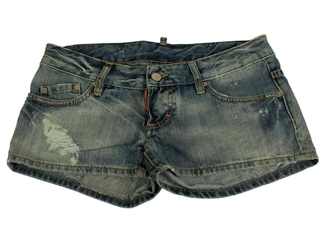 Dsquared2 Dsquared 2 D2 Blue Distressed Denim Jeans Shorts
