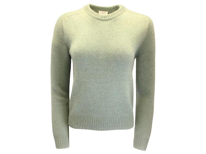Céline Maglione pullover girocollo in maglia di cashmere a maniche