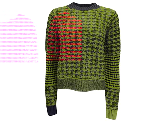 Victoria Beckham Rouge / Pull col rond bleu marine avec patch coudière contrasté Laine ref