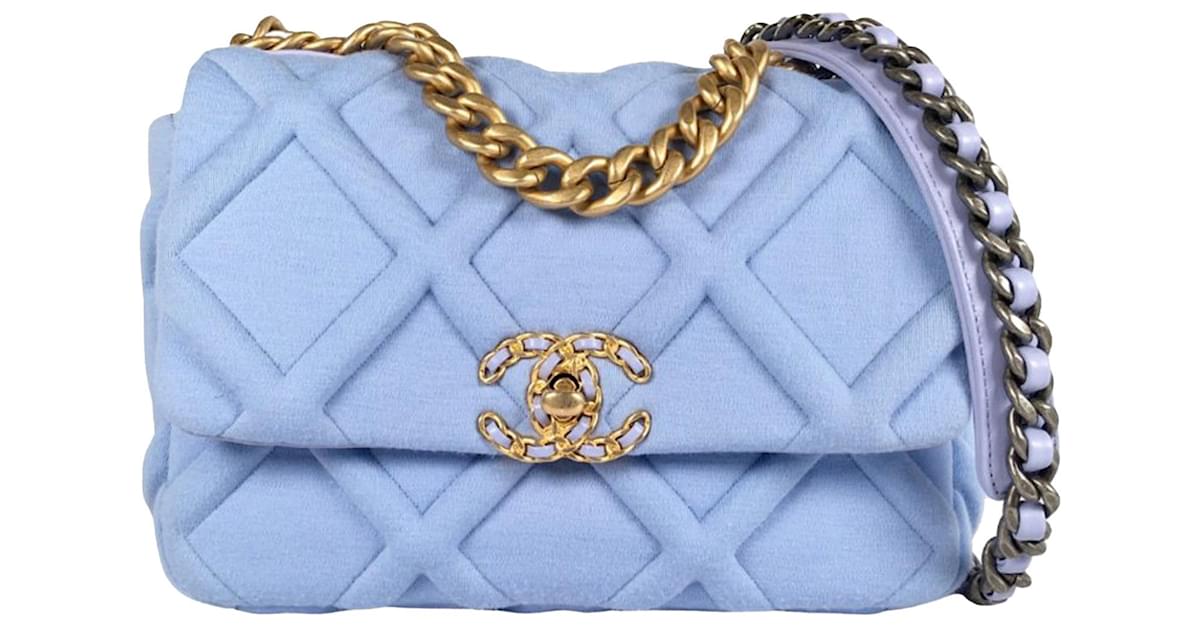 Chanel Medium 19 Tweed Flap Bag - Blue Shoulder Bags, Handbags