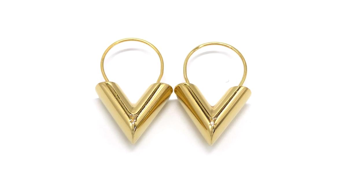 LOUIS VUITTON earring M61088 Hoop Earring Essential V Gold Plated gold –