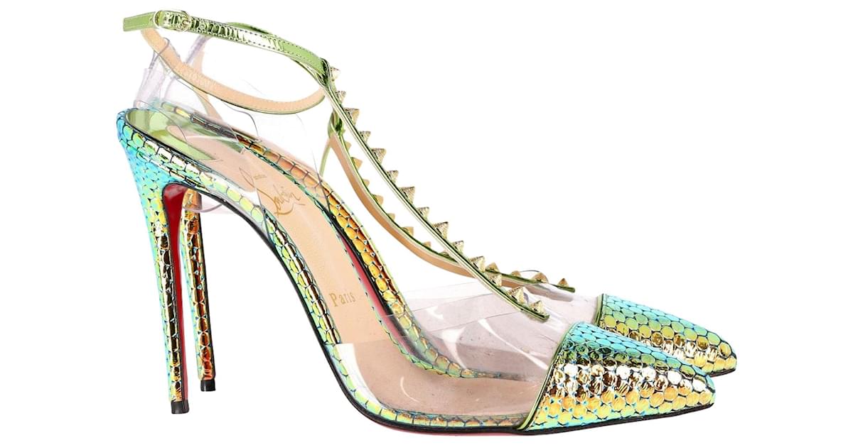 Christian Louboutin Nosy Spikes Holographic Red Sole Pumps in Multicolor Leather Multiple colors ref.1014990 Joli Closet