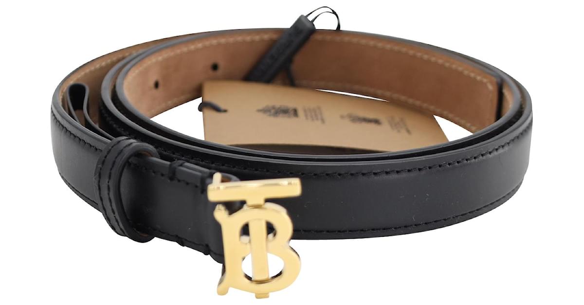 Monogrammed Leather Belt in Black - Burberry