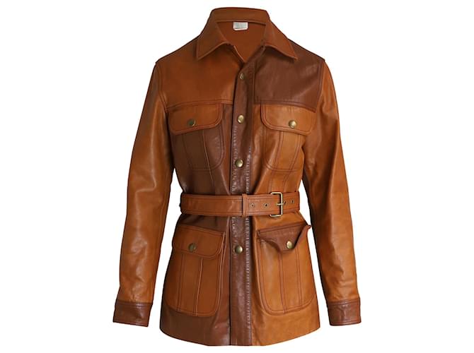 ジャケット CHLOE Woman Jacket Brown CH25UMA09118 20J Chloé Chloe Belted Jacket in Brown Leather ref.1015224