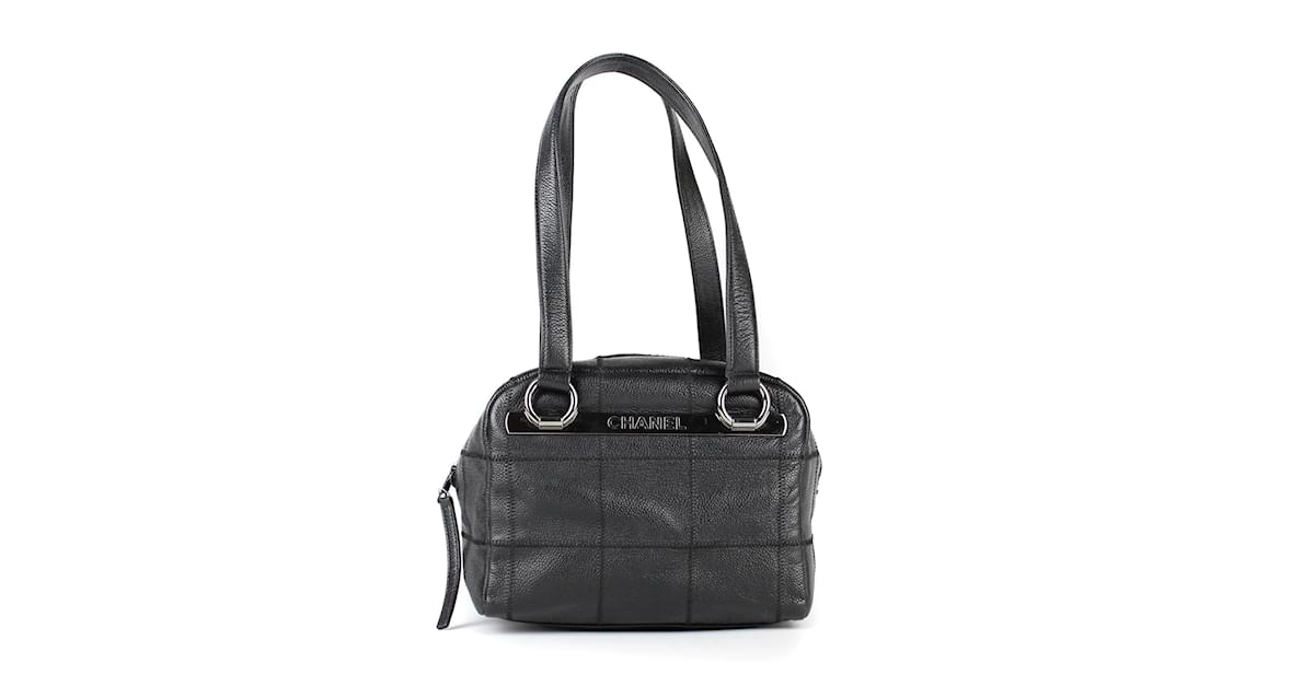 Chanel - Vintage bowling handbag Black Leather ref.1015688