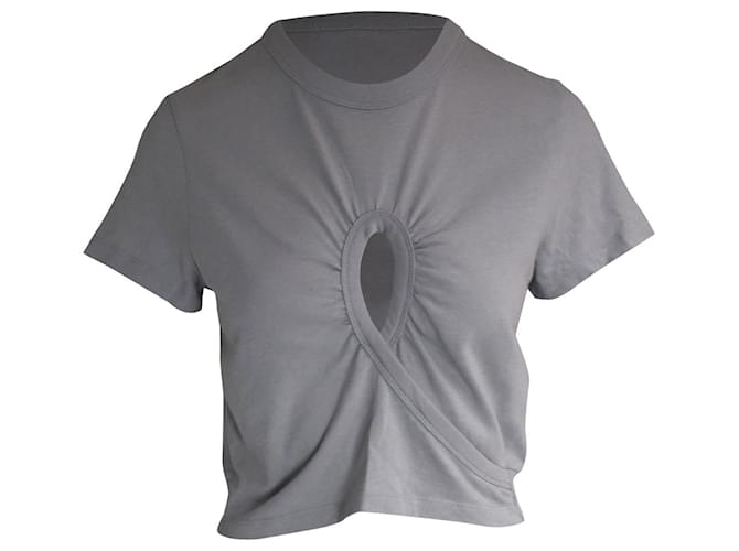 Alexander Wang Front Cut-Out T-Shirt in Grey Cotton ref