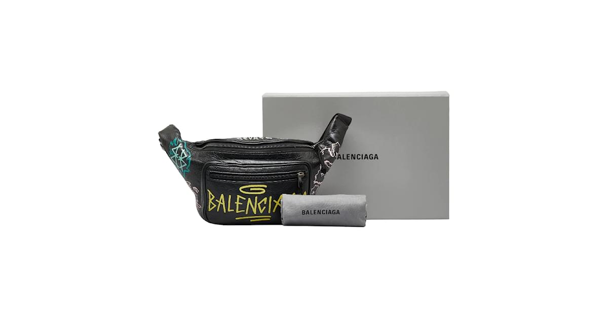 BALENCIAGA Explorer Graffiti Belt Bag Waist Bag Black Great Condition